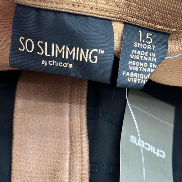 NWT Chico’s 1.5 Short Slimming Peyton Brown Faux Leather Stretch Slim Leg Pant - Picture 4 of 11